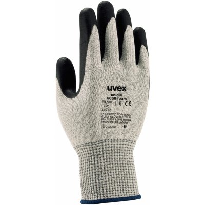 Uvex UNIDUR 6659 FOAM Protiporezné rukavice 9, Sivý melír-Čierna