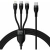 Kábel USB 3v1 Baseus Flash Series 2, USB-C + micro USB + Lightning, 100 W, 1,5 m (čierny)