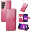 Peňaženkové kožené puzdro Four-leaf na Samsung Galaxy S24 Ultra 5G - Purpurová