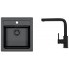 Alveus SET A23215 BLACK 91 SETA23215 - BLACK EDITION, Drez Granitový ATROX 20 -470x500mm, vanička 390x340x195mm + batéria ZEOS-P black