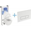 Závesné WC AQUABLADE set Ideal Standard Tesi s inštalačným systémom ProSys, ovládacie tlačidlo chróm, WC doska so SoftClose