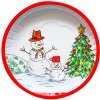 Vianočný okrúhly plechový podnos Snehuliak 26 cm