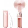 Přenosný ruční ventilátor Jisulife Life8 Plus s USB portem, funkcí powerbanky 4500 mAh a svítilnou - růžový