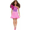 Barbie Modelka lesklé šaty s volánikom HRH22