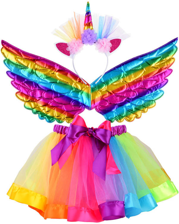 JOKO Jednorožec s dúhovou sukňou a krídlami viacfarebný