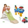 Set šmykľavka s vodotryskom a vodná dráha stôl KS Slide Life Smoby dĺžka šmyku 150 cm a nákladné autíčko s krhličkou a doplnkami