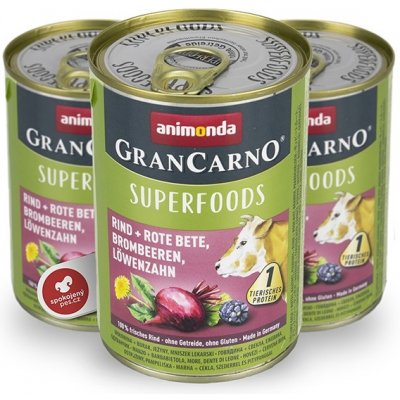 Animonda GranCarno Superfoods Hovädzie + červená repa černice a púpava 400 g