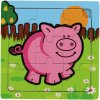 TEDDIES Drevené puzzle Moje prvé zvieratká: Prasiatko 9 dielikov