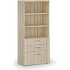 Kancelárska skriňa s kombinovanými zásuvkami PRIMO WOOD, 800 x 420 x 1781 mm, dub prírodný