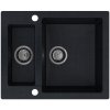 Sink Quality Ferrum, kuchynský granitový drez 605x495x210 mm + čierny sifón, čierna škvrnitá-BROCADE, SKQ-FER.B.5KBO.XB