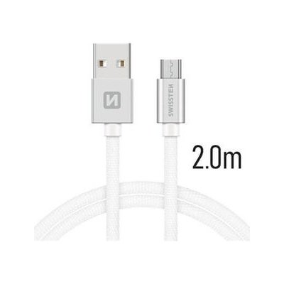 Swissten 71522303 USB - microUSB, 2m, stříbrný