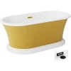 Besco ZIVA GLAM Zlatá voľne stojaca akrylátová vaňa s prepadom, biely podstavec 160 x 75 cm, #WWA-160ZZSB