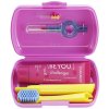 Curaprox Travel Set zubná kefka + CPS medzizubné kefky 2 ks + zubná pasta 10 ml darčeková sada, ružový