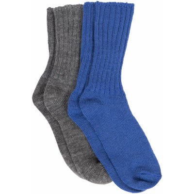 SAFA Dva páry klasickej vlnenej ponožky s rebrovaným úpletom modrá/sivá