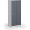Šatníková skrinka S1 znížená, 2 oddiely, 1500 x 600 x 500 mm, demont, otočný zámok, tmavosivé dvere