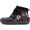Detské dievčenské kožené topánky Barefoot Black D.D.step A063-42517A svietiaca podošva v TME 35