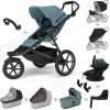Set 10v1 Thule Urban Glide 3 Mid blue s magnetickou sponou + madlo + vanička Mid blue + pláštenky a moskytiéry Thule + Autosedačka Thule Maple Darkest Blue s ISOFIX základňou Thule Alfi a adaptérmi