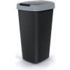 Odpadkový koš COMPACTA Q FLAP - objem: 25 l, barva: černá se světle šedým víkem