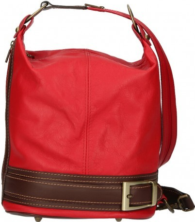 Made in Italy dámska kožená kabelka /batoh 1201 červená