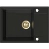 Sink Quality Sink55, kuchynský granitový drez 620x460x215 mm + zlatý sifón, čierna so zlatými bodmi, SKQ-SINK.L.1KKO.XG