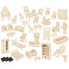 ISO 3D drevené puzzle nábytok pre bábiky 34ks