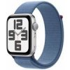 Apple Watch SE (2023) GPS 44mm Strieborné hliníkové telo - Modrý prevliekací remienok / 140-245 mm
