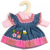 Bigjigs Toys Džínsové šaty s ružovým lemom pre bábiku 34 cm