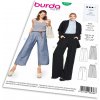 Strih Burda 6436 - Nohavice so širokými nohavicami, letné nohavice, ľanové nohavice