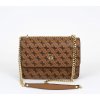 Bagger elegantná kožená crossbody kabelka s prehozom a tlačeným vzorom 0166 hnedá