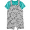 CARTER'S Set 2dielny tričko kr. rukáv, kraťasy na traky Grey Dinos chlapec 3m