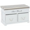 Tempo Kondela Lavica s vankúšom, 2 šuplíky, biela/svetlohnedá, SEAT BENCH 1 NEW