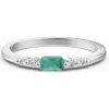 Zlatý dámsky prsteň DF 6202 z bieleho zlata, smaragd s diamantmi 53