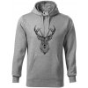 Jeleň kresba - Mikina pánska Cape s kapucňou - 3XL ( Tmavosivý melír )