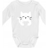 Mačka drží srdce - Body dojčenské s dlhým rukávom - Dlhý r. do 3 mes ( Biela )