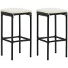 Barové stoličky s vankúšmi 2 ks čierne polyratan