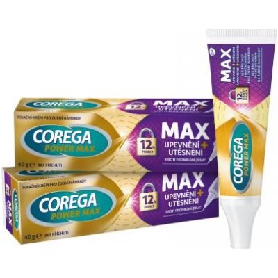 Corega Power Max Fixing + Sealing Duo fixačný krém pre pevné a tesné nosenie zubnej náhrady 2x40 g unisex