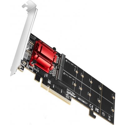 AXAGON PCEM2-ND, PCIe x8 řadič - 2x M.2 NVMe M-key slot, RAID, podpora desek bez bifurkace, vč. LP