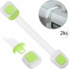 BabySafety 3166-3 Detská poistka na skrinky, Bezpečnostná zábrana NASTAVITEĽNÁ, 2ks, bielo-zelená