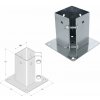 DOMAX PSPA zaskrutkovacia pätka stĺpika so štvorcovou základňou Galvanické pozinkovanie nastrieborno (ZNG) PSPA 100 - 101 x 150 x 180 x 2.0 mm (1 ks)