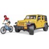 Bruder 2543 Auto Jeep Wrangler Rubicon s figurkou - cyklista