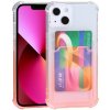 AppleKing dvojfarebný transparentný kryt s kapsou na kartu pre iPhone 13 - oranžový - možnosť vrátiť tovar ZADARMO do 30tich dní