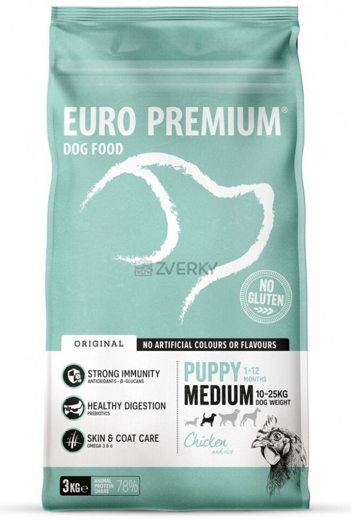 Euro-Premium Medium Puppy Chicken & Rice 3 kg