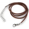 Šnúrka z eko kože s karabínkou z nerezovej ocele dĺžka 46 cm hnedá 1ks