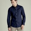 Charles Tyrwhitt Stretch Washed Oxford Shirt — Ink Blue - Slim fit
