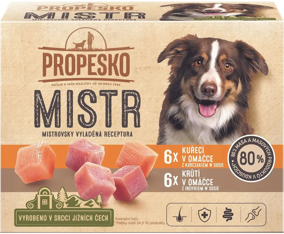 Propesko Mistr s kuracím a morčacím v omáčke 12 x 85 g