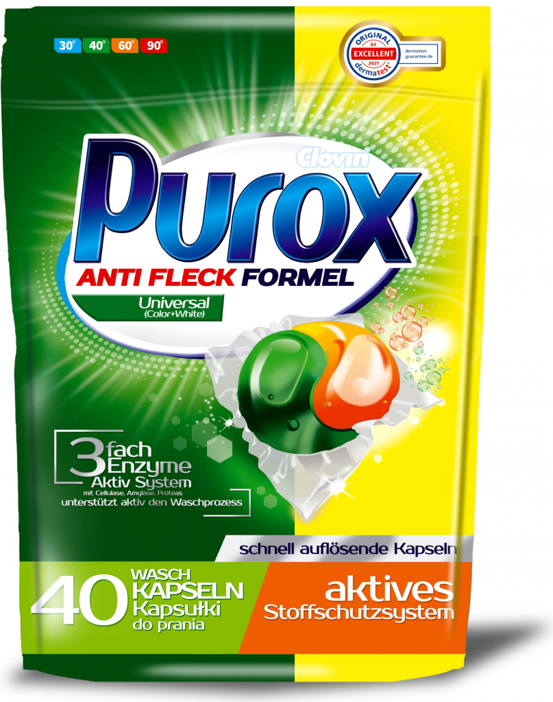 Purox Universal gelové kapsulky do prania s ochranou proti vodnému kameňu 40 ks