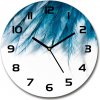 Sklenené hodiny okrúhle Modrá pierka fi 30 cm