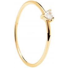 PD Paola Minimalistický pozlátený prsteň so srdiečkom White Heart Gold AN01 223