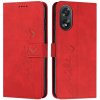 Peňaženkové kožené puzdro Heart na Oppo A38 - Červená