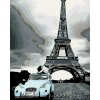 zuty Maľovanie podľa čísel - Eiffelovka s modrým autom, 40x50 cm, bez rámu a bez vypnutia plátna (8596530025245)